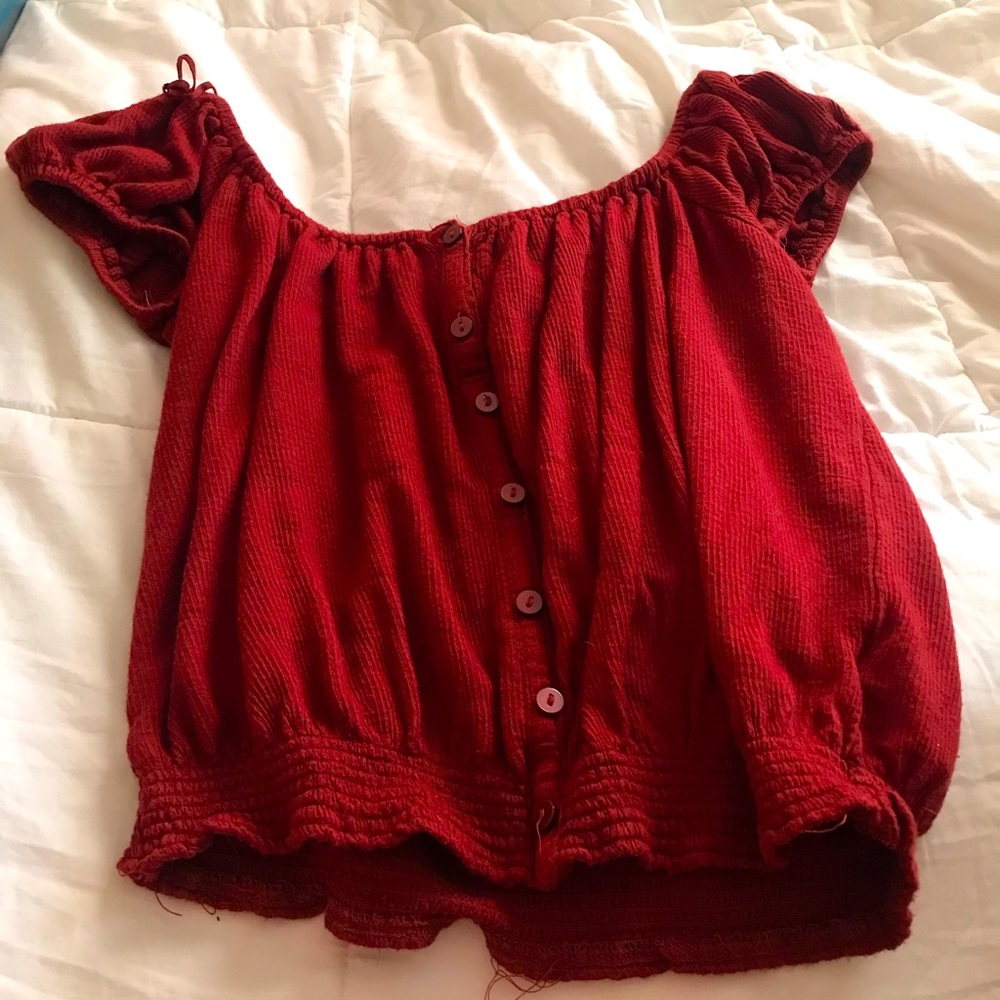 Reddish orange crop top